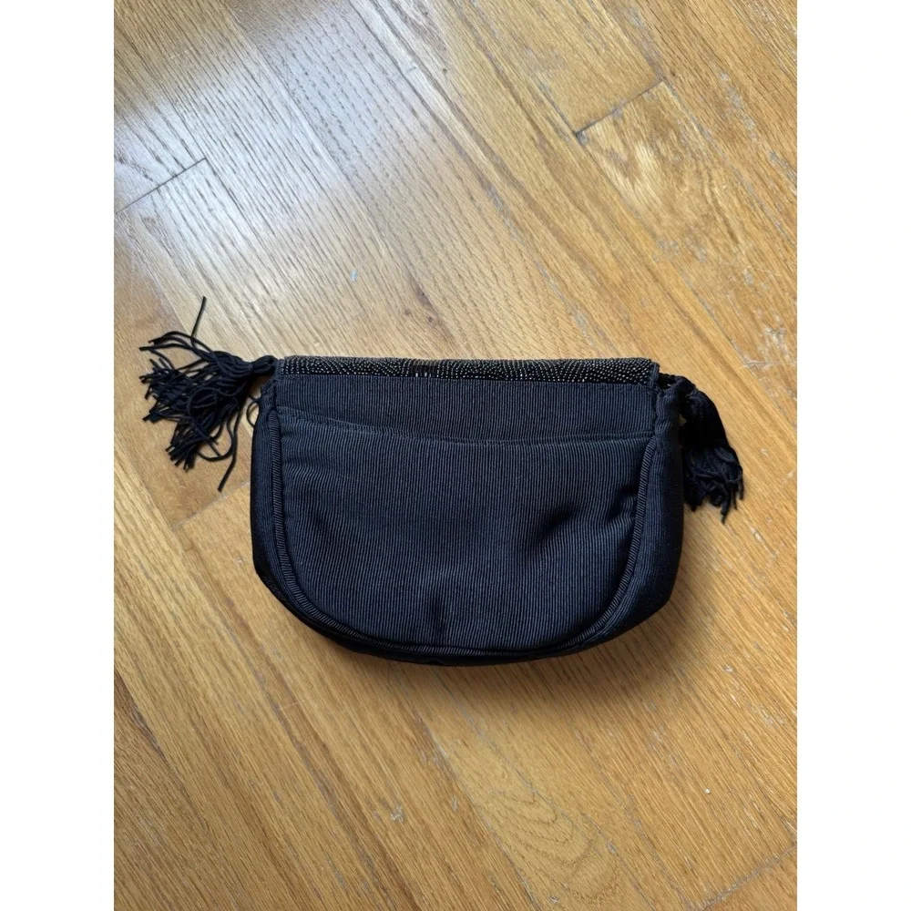 Vintage Frankie and Baby Beverly Feldman Black Beaded Evening Shoulder Bag